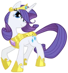 Size: 4612x4999 | Tagged: safe, artist:equestria-prevails, artist:jennieoo, derpibooru import, rarity, pony, unicorn, absurd resolution, armor, armorarity, element of generosity, female, hilarious in hindsight, hoof shoes, jewelry, looking at you, mare, raised hoof, royal guard rarity, simple background, smiling, solo, tiara, transparent background, vector