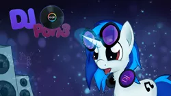 Size: 1920x1080 | Tagged: safe, artist:zipomon, derpibooru import, vinyl scratch, pony, unicorn, abstract background, drool, eyes on the prize, female, headphones, mare, solo, sunglasses, tongue out, wallpaper
