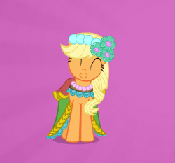 Size: 645x600 | Tagged: artist needed, safe, derpibooru import, part of a set, applejack, earth pony, pony, animated, bridesmaid dress, clothes, dancing, dress, eyes closed, female, gif, mare, simple background, solo