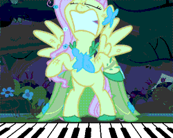Size: 500x400 | Tagged: safe, derpibooru import, edit, edited screencap, screencap, fluttershy, pegasus, pony, the best night ever, angry, animated, clothes, dress, female, flutterrage, gala dress, gif, mare, piano, solo