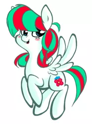 Size: 421x563 | Tagged: safe, artist:shoelacers, derpibooru import, blossomforth, pegasus, pony, ask miss blossomforth, ask, female, flying, mare, simple background, solo, white background