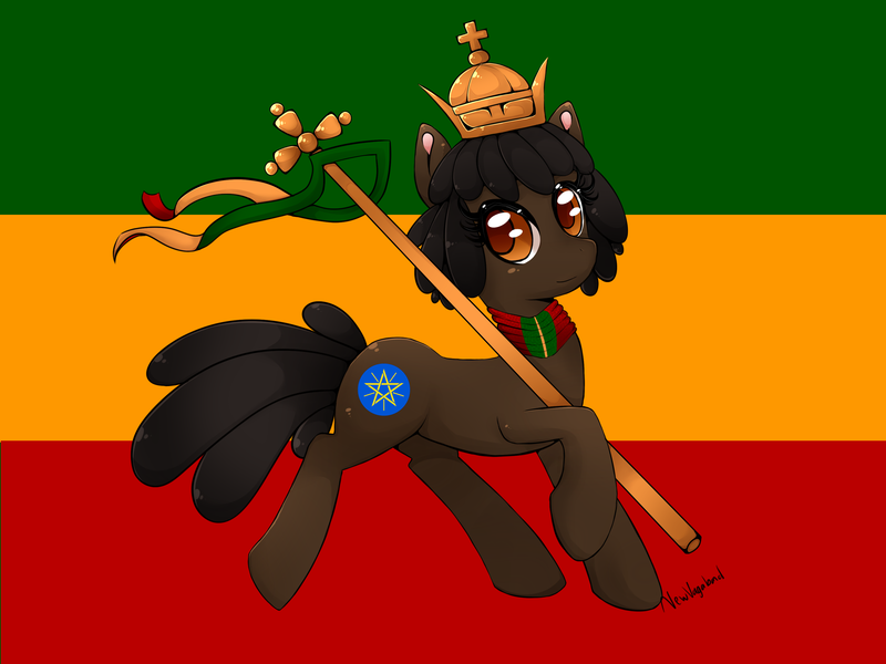 Size: 3200x2400 | Tagged: safe, artist:newvagabond, derpibooru import, ponified, earth pony, pony, abstract background, ethiopia, female, flag, high res, mare, nation ponies, rastafari, solo
