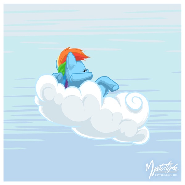 Size: 858x858 | Tagged: dead source, safe, artist:mysticalpha, derpibooru import, rainbow dash, pegasus, pony, cloud, eyes closed, female, hooves, lying on a cloud, mare, on a cloud, on back, sleeping, sleepydash, solo, wings