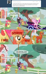 Size: 850x1375 | Tagged: safe, derpibooru import, apple bloom, big macintosh, princess cadance, princess luna, scootaloo, spike, sweetie belle, alicorn, dragon, earth pony, pegasus, pony, unicorn, ask terry, cutie mark crusaders, female, male, mare, recolor, s1 luna, spikelets, stallion, sweetie real, team marky getters, terry, transformation, wat