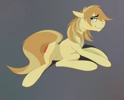 Size: 991x800 | Tagged: suggestive, artist:sb, derpibooru import, braeburn, earth pony, pony, floppy ears, looking at you, male, side, smiling, smirk, solo, solo male, stallion