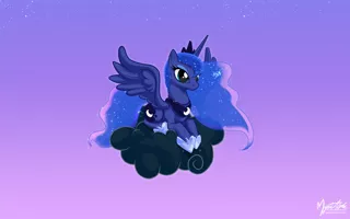 Size: 1680x1050 | Tagged: safe, artist:mysticalpha, derpibooru import, princess luna, alicorn, pony, cloud, cute, cutie mark, female, hooves, horn, lidded eyes, lying on a cloud, mare, on a cloud, prone, raincloud, sky, smiling, solo, spread wings, stormcloud, wallpaper, wings