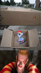 Size: 834x1487 | Tagged: safe, derpibooru import, rainbow dash, pegasus, pony, fanfic:my little dashie, box, crossover, dashie meme, evil people finding dash meme, exploitable meme, female, filly, final fantasy, final fantasy vi, kefka palazzo, meme, pony in a box, sitting