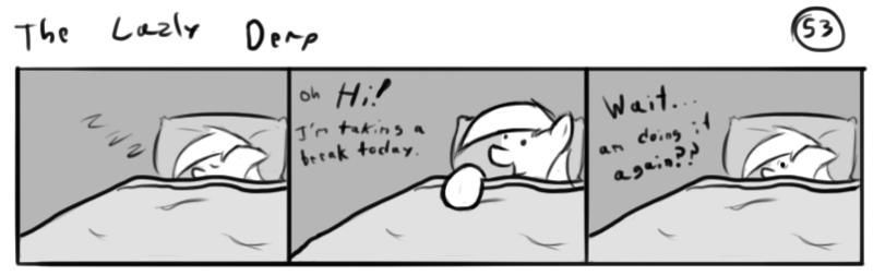 Size: 802x253 | Tagged: safe, artist:tetrapony, derpibooru import, derpy hooves, pegasus, pony, comic:the daily derp, bed, comic, female, mare, monochrome, sleeping, solo, the lazly derp, zzz