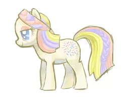 Size: 1044x800 | Tagged: safe, artist:needsmoarg4, derpibooru import, confetti (g1), earth pony, pony, female, g1, g1 to g4, generation leap, mare, simple background, smiling, solo, white background