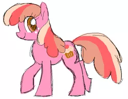 Size: 531x415 | Tagged: safe, artist:needsmoarg4, derpibooru import, cupcake (g4), sugarcup, earth pony, pony, female, g4, mare, redesign, simple background, smiling, solo, white background