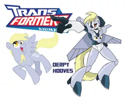 Size: 900x695 | Tagged: safe, artist:inspectornills, derpibooru import, derpy hooves, pegasus, pony, robot, crossover, female, mare, simple background, transformares, transformers, transformers animated, white background