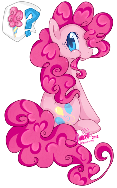 Size: 639x1026 | Tagged: safe, artist:ambunny, derpibooru import, pinkie pie, earth pony, pony, cotton candy, cute, diapinkes, female, food, mare, nom, pictogram, question mark, simple background, sitting, solo, transparent background