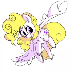 Size: 900x900 | Tagged: safe, artist:clockworkquartet, derpibooru import, surprise, pegasus, pony, female, flying, g1, g1 to g4, generation leap, heart eyes, mare, simple background, smiling, solo, white background, wingding eyes