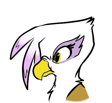 Size: 456x421 | Tagged: safe, artist:briskby, derpibooru import, gilda, gryphon, female, profile, scrunchy face, simple background, solo, white background