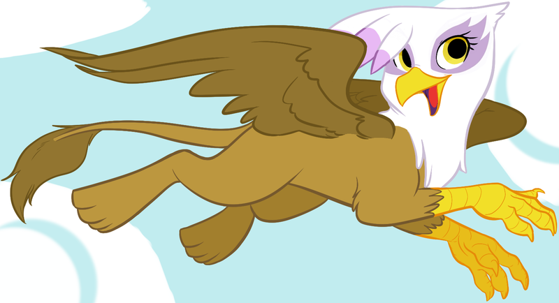 Size: 1490x809 | Tagged: safe, artist:briskby, derpibooru import, gilda, gryphon, cloud, cute, female, flying, gildadorable, happy, sky, smiling, solo