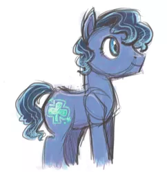 Size: 638x659 | Tagged: safe, artist:needsmoarg4, derpibooru import, clever clover, clover the clever, earth pony, pony, g2, g2 to g4, generation leap, male, simple background, sketch, smiling, solo, stallion, white background