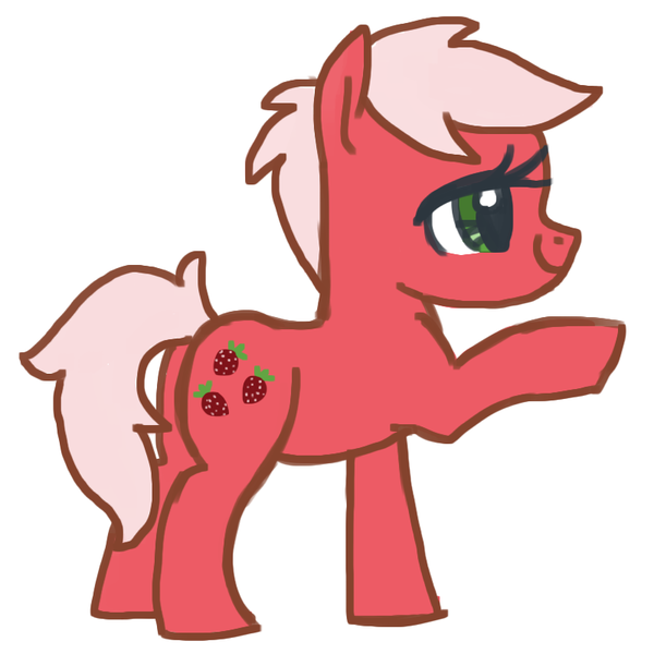 Size: 800x800 | Tagged: safe, artist:needsmoarg4, derpibooru import, fresita, earth pony, pony, female, g1, g1 to g4, generation leap, mare, raised hoof, simple background, smiling, solo, white background