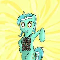 Size: 600x600 | Tagged: suggestive, artist:cheshiresdesires, derpibooru import, lyra heartstrings, pony, unicorn, abstract background, alternate hairstyle, armpits, big ass wood, bipedal, female, mare, necklace, pigtails, solo, solo female