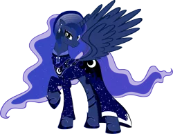 Size: 3155x2446 | Tagged: safe, artist:artist-apprentice587, derpibooru import, princess luna, alicorn, pony, 70s, afro, alternate hairstyle, clothes, disco, dress, ear piercing, female, high res, mare, piercing, raised hoof, simple background, solo, transparent background