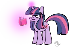 Size: 700x500 | Tagged: dead source, safe, artist:strobo-pop, derpibooru import, twilight sparkle, pony, unicorn, book, female, magic, mare, photoshop, reading, simple background, solo, unicorn twilight