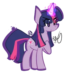 Size: 494x480 | Tagged: dead source, safe, artist:strobo-pop, derpibooru import, twilight sparkle, pony, unicorn, female, mare, raised hoof, simple background, solo, unicorn twilight