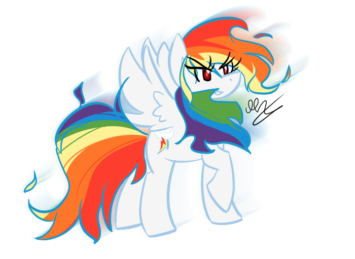 Size: 700x511 | Tagged: dead source, safe, artist:strobo-pop, derpibooru import, rainbow dash, pegasus, pony, female, mare, simple background, solo, super form, super rainbow dash