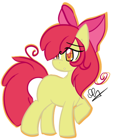 Size: 372x457 | Tagged: dead source, safe, artist:strobo-pop, derpibooru import, apple bloom, earth pony, pony, colored pupils, female, filly, looking back, simple background, solo, transparent background