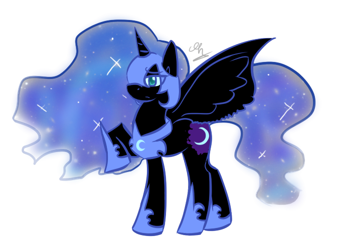 Size: 680x496 | Tagged: dead source, safe, artist:strobo-pop, derpibooru import, nightmare moon, alicorn, pony, female, mare, raised hoof, simple background, solo, transparent background