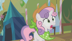 Size: 640x360 | Tagged: safe, derpibooru import, edit, edited screencap, screencap, applejack, sweetie belle, earth pony, pony, unicorn, sisterhooves social, animated, applejerk, backwards, bandana, clothes, crying, dexterous hooves, female, filly, frown, gif, hat, hoof hold, looking up, mare, pouting, pure unfiltered evil, reversed, sad, scarf, solo focus, sweetie fail, sweetiebuse, wide eyes