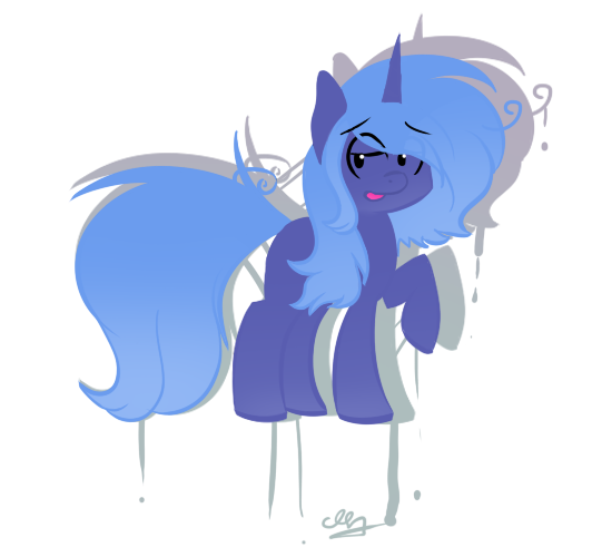 Size: 541x500 | Tagged: dead source, safe, artist:strobo-pop, derpibooru import, princess luna, pony, unicorn, female, mare, messy mane, race swap, s1 luna, simple background, solo, transparent background