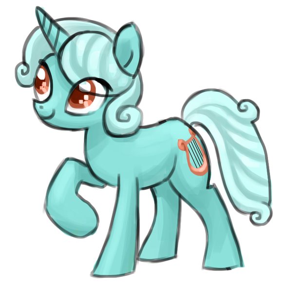 Size: 842x860 | Tagged: safe, artist:needsmoarg4, derpibooru import, lyra heartstrings, pony, unicorn, alternate hairstyle, cute, female, looking up, lyrabetes, mare, raised hoof, short hair, short mane, simple background, smiling, solo, white background