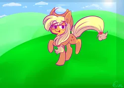 Size: 700x500 | Tagged: dead source, safe, artist:strobo-pop, derpibooru import, applejack, earth pony, pony, female, mare, solo, walking