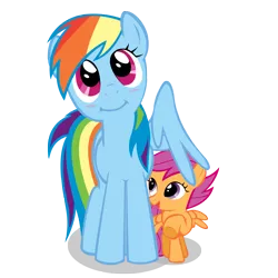 Size: 5000x5000 | Tagged: safe, artist:marshylawl, derpibooru import, rainbow dash, scootaloo, pegasus, pony, absurd resolution, duo, duo female, female, filly, looking at you, mare, scootalove, smiling