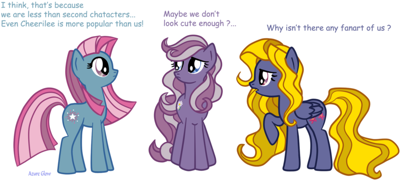 Size: 1873x846 | Tagged: safe, artist:azure glow, artist:mlpazureglow, derpibooru import, daisy dreams, lily blossom, star swirl, earth pony, pegasus, pony, female, implied cheerilee, mare, sad, simple background, transparent background