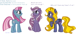 Size: 1873x846 | Tagged: safe, artist:azure glow, artist:mlpazureglow, derpibooru import, daisy dreams, lily blossom, star swirl, earth pony, pegasus, pony, female, implied cheerilee, mare, sad, simple background, transparent background