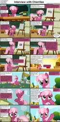 Size: 1282x2591 | Tagged: safe, derpibooru import, screencap, big macintosh, cheerilee, earth pony, pony, comic:celestia's servant interview, caption, comic, female, interview, male, mare, ponyville schoolhouse, stallion