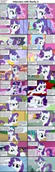 Size: 1282x4019 | Tagged: safe, derpibooru import, screencap, opalescence, rarity, twilight sparkle, pony, unicorn, comic:celestia's servant interview, caption, comic, couch, fainting couch, female, interview, mare