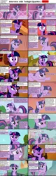 Size: 1282x4019 | Tagged: safe, derpibooru import, screencap, twilight sparkle, pony, unicorn, comic:celestia's servant interview, caption, comic, female, hilarious in hindsight, interview, mare, solo