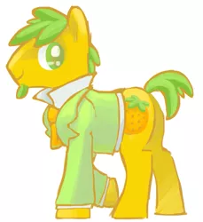 Size: 761x829 | Tagged: safe, artist:needsmoarg4, derpibooru import, mosely orange, uncle orange, earth pony, pony, clothes, male, simple background, smiling, solo, stallion, white background