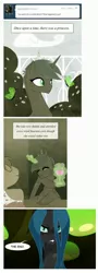 Size: 1284x3558 | Tagged: safe, artist:tarajenkins, derpibooru import, queen chrysalis, alicorn, butterfly, changeling, changeling queen, earth pony, pony, cupidite, dialogue, female, frown, image, irritated, jpeg, looking at you, male, mare, once upon a time, speech bubble, stallion, tumblr