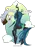Size: 1280x1811 | Tagged: safe, artist:tarajenkins, derpibooru import, derpy hooves, queen chrysalis, changeling, changeling queen, pegasus, pony, cupidite, abstract background, dialogue, duo, duo female, eyes closed, fangs, female, floppy ears, flying, image, letter, mailbag, mare, mouth hold, png, smiling, speech bubble, tumblr link