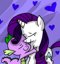 Size: 800x850 | Tagged: safe, artist:fkandfriends, derpibooru import, rarity, spike, dragon, pony, unicorn, abstract background, eyes closed, female, heart, hug, interspecies, love, male, mare, shipping, smiling, sparity, straight