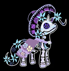 Size: 800x821 | Tagged: safe, artist:violetmagician, derpibooru import, trixie, pony, unicorn, black background, dia de los muertos, female, mare, simple background, solo, sombrero
