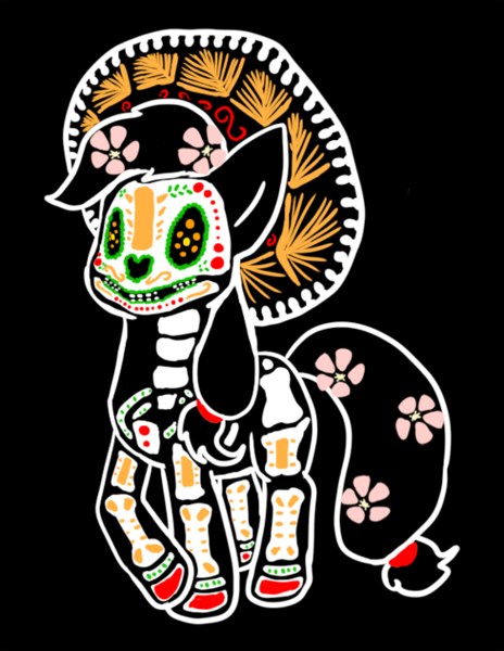 Size: 561x725 | Tagged: safe, artist:violetmagician, derpibooru import, applejack, earth pony, pony, black background, dia de los muertos, female, mare, simple background, solo, sombrero