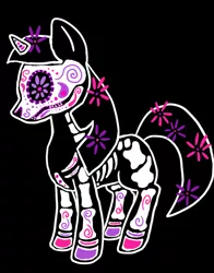 Size: 700x893 | Tagged: safe, artist:violetmagician, derpibooru import, twilight sparkle, pony, unicorn, black background, dia de los muertos, female, mare, simple background, solo