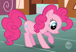 Size: 500x341 | Tagged: safe, derpibooru import, screencap, pinkie pie, earth pony, pony, green isn't your color, animated, behaving like a dog, cute, diapinkes, digging, female, gif, hnnng, horses doing horse things, hub logo, hubble, mare, puppy pie, scratching, solo, the hub