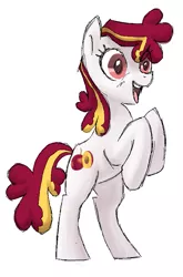 Size: 529x800 | Tagged: safe, artist:needsmoarg4, derpibooru import, plumsweet, earth pony, pony, female, happy, mare, rearing, simple background, solo, white background