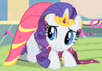 Size: 145x101 | Tagged: safe, derpibooru import, screencap, rarity, pony, unicorn, a bird in the hoof, animated, clothes, dress, female, gala dress, gif, jewelry, mare, scared, shaking, solo, tiara