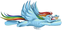Size: 1000x482 | Tagged: safe, artist:goregoat, derpibooru import, rainbow dash, pegasus, pony, angry, female, floppy ears, flying, hoers, mare, simple background, solo, transparent background
