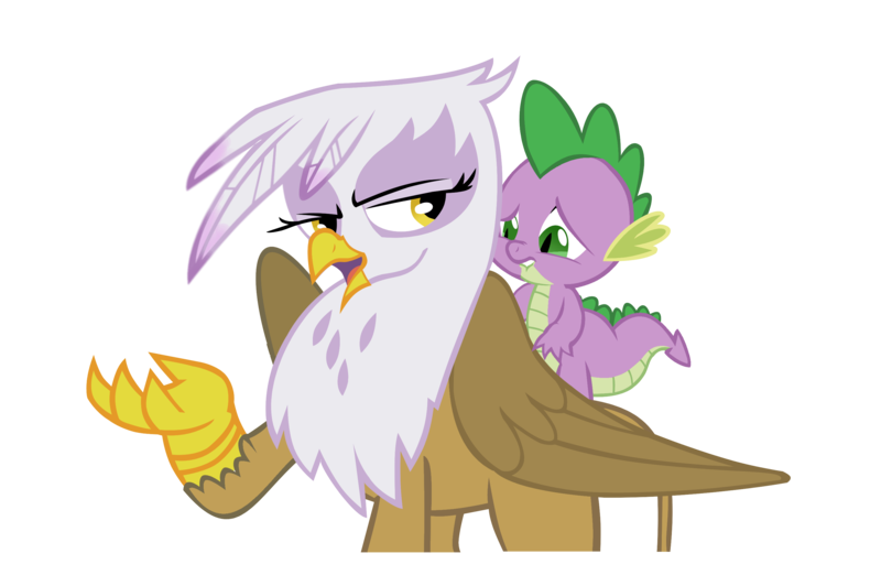 Size: 2913x1902 | Tagged: safe, artist:daydreamsyndrom, derpibooru import, gilda, spike, dragon, gryphon, duo, female, male, riding, shipping, simple background, spilda, straight, transparent background